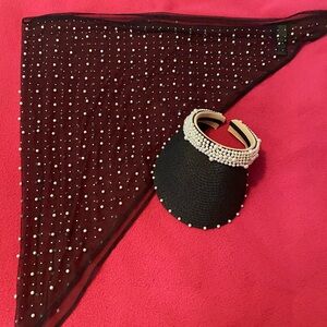 Sun Visor Set Rachel Zoe B&W Pearl coordinated Pearl shawl 60”x40” x40”